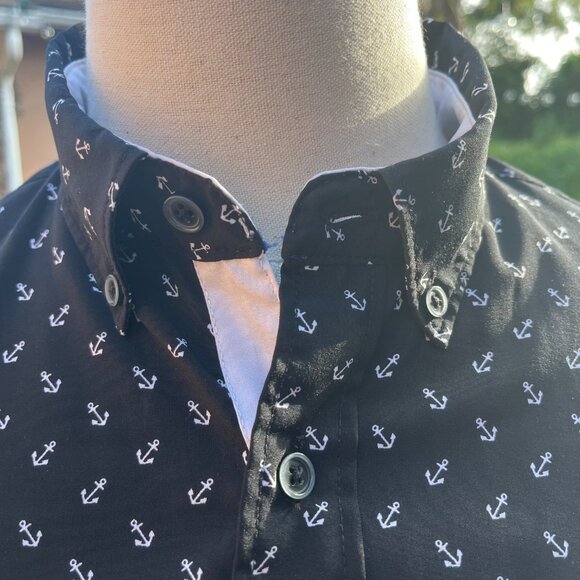 Fried Denim NYC Navy Blue Anchor Print!  Size Medium - Slim Fit - Picture 4 of 7